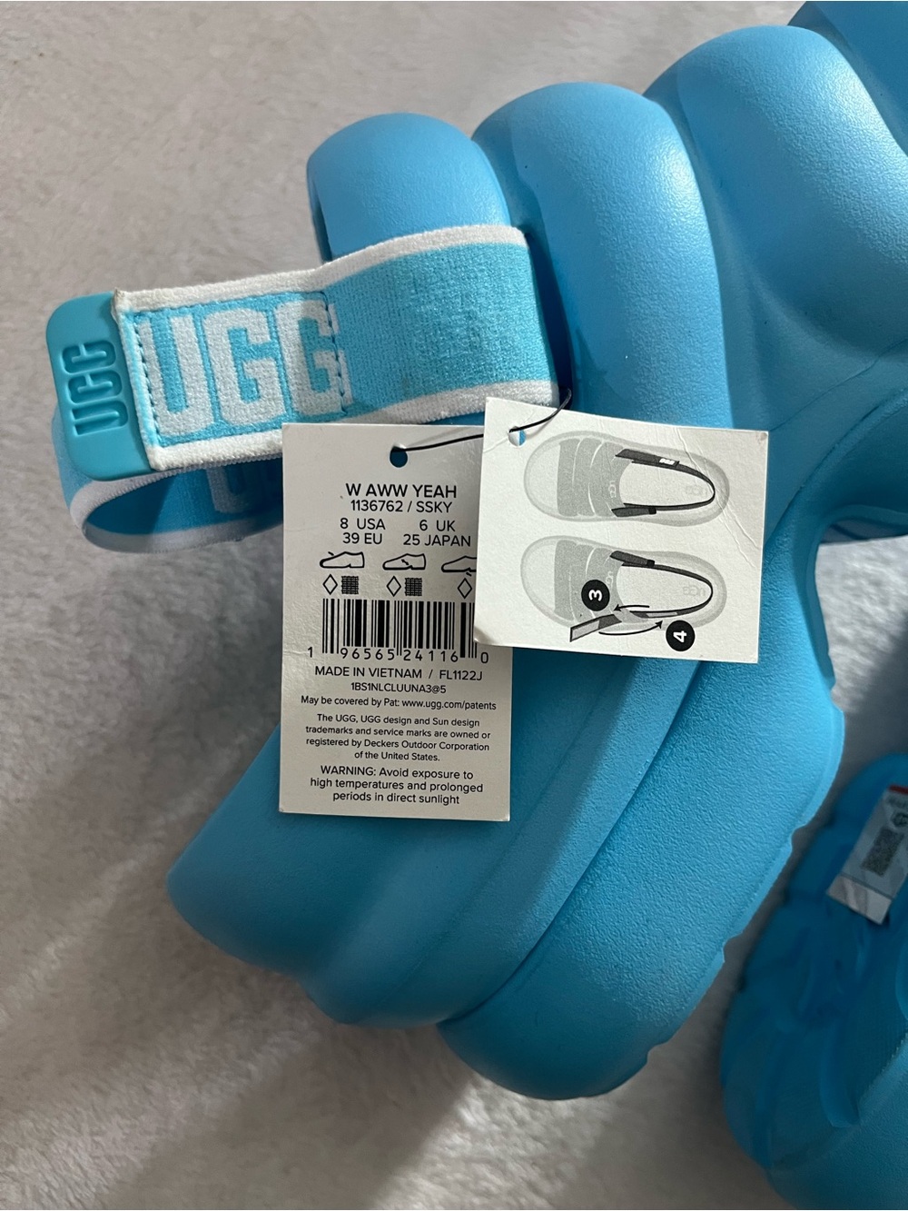 NWT UGG Aww Yeah Platform Sandals Summer Sky 8.5 Slingback Slides chunky foam - Picture 7 of 10